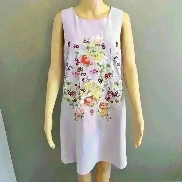 Tristan Floral Embroidery Boho Artsy Feminine Sleeveless A Line Midi Dress Small - Picture 1 of 9